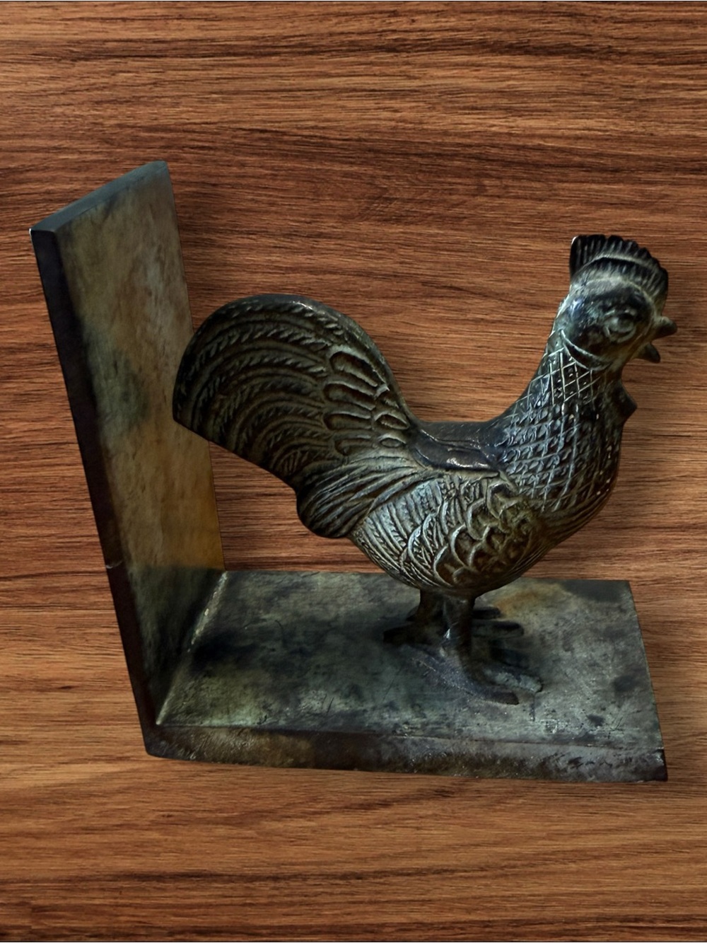 Vintage Cast Iron Chicken Rooster Bronzed Bookends - Picture 5 of 10